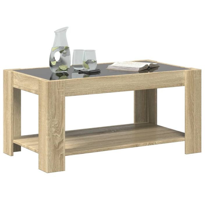 Table basse avec LED chêne sonoma 93x53x45 cm bois d'ingénierie - Photo n°5