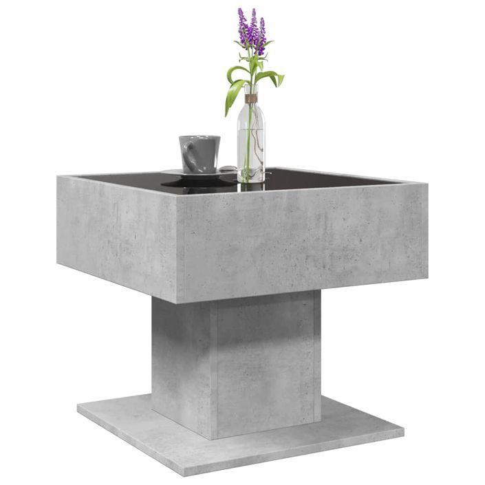 Table basse avec LED gris béton 50x50x45 cm bois d'ingénierie - Photo n°5