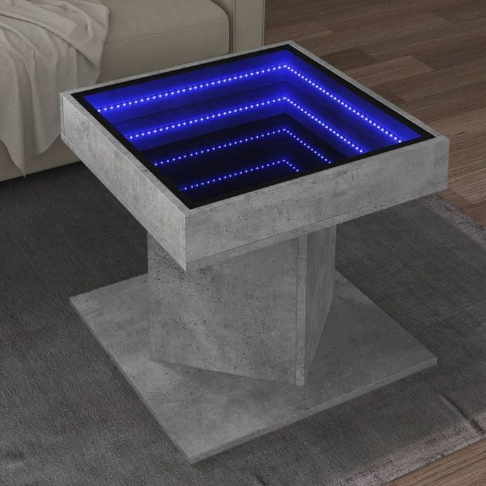 Table basse avec LED gris béton 50x50x45 cm bois d'ingénierie - Photo n°1