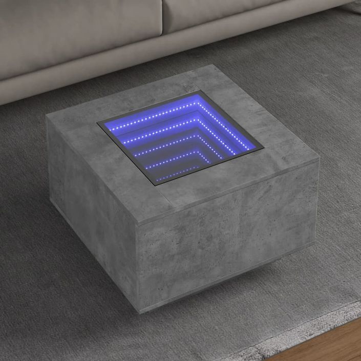 Table basse avec LED gris béton 60x60x40 cm bois d'ingénierie - Photo n°1