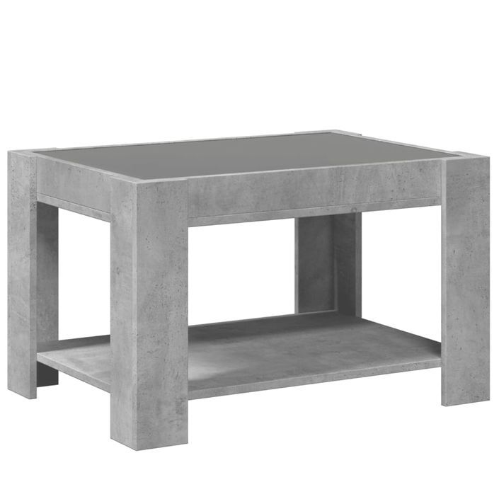 Table basse avec LED gris béton 73x53x45 cm bois d'ingénierie - Photo n°8