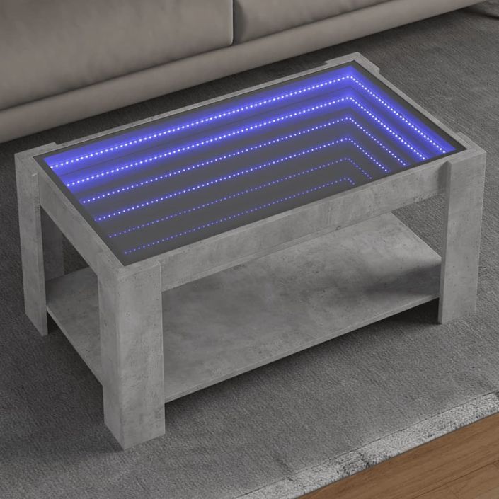 Table basse avec LED gris béton 93x53x45 cm bois d'ingénierie - Photo n°1