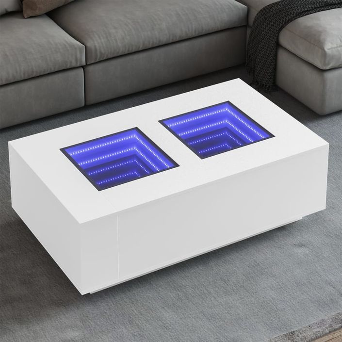 Table basse avec LED infini blanc 116x69x40 cm - Photo n°1