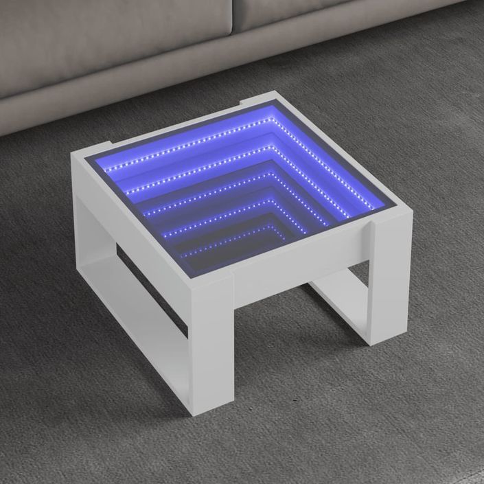 Table basse avec LED infini blanc 50x53x30 cm - Photo n°1