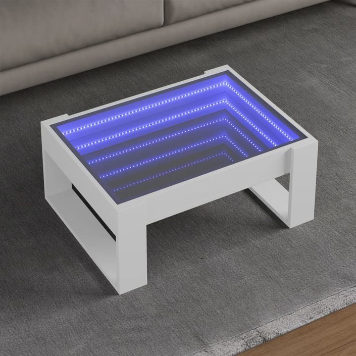 Table basse avec LED infini blanc 70x53x30 cm - Photo n°1