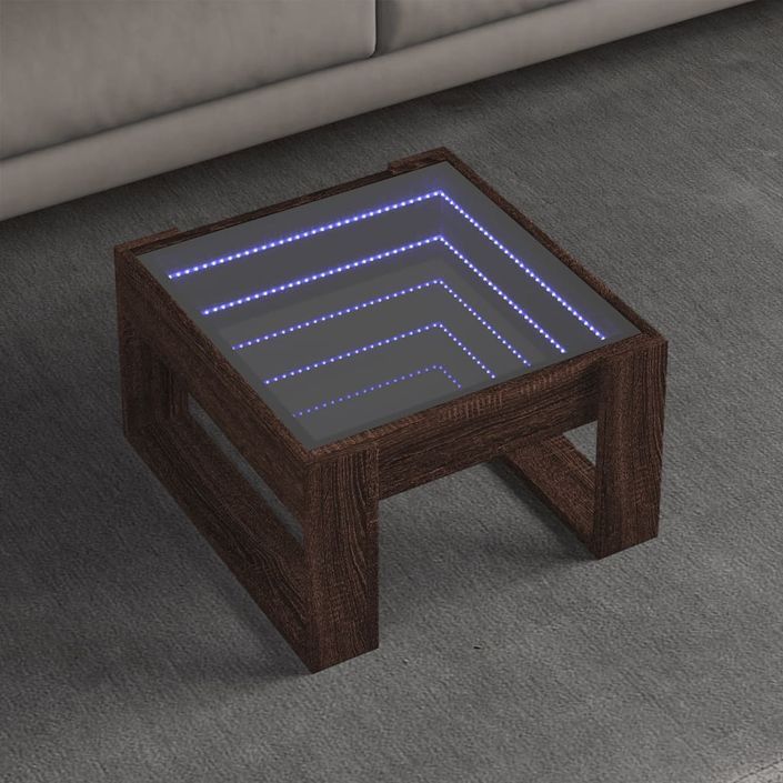 Table basse avec LED infini chêne marron 50x53x30 cm - Photo n°1