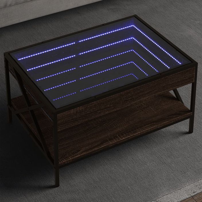 Table basse avec LED infini chêne marron 70x50x38 cm - Photo n°1