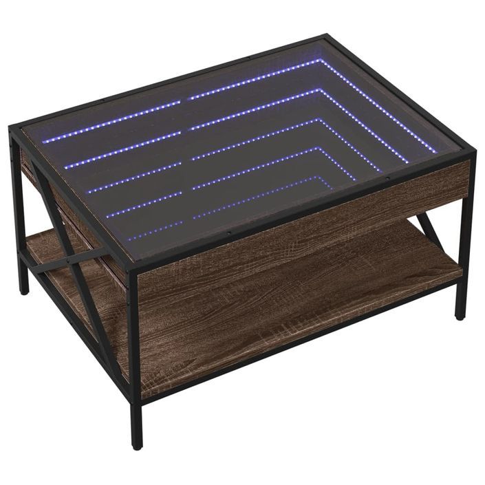 Table basse avec LED infini chêne marron 70x50x38 cm - Photo n°3