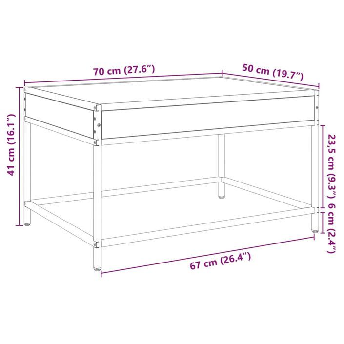 Table basse avec LED infini chêne marron 70x50x41 cm - Photo n°12