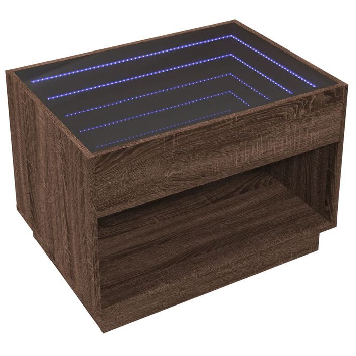 Table basse avec LED infini chêne marron 70x50x50 cm - Photo n°5