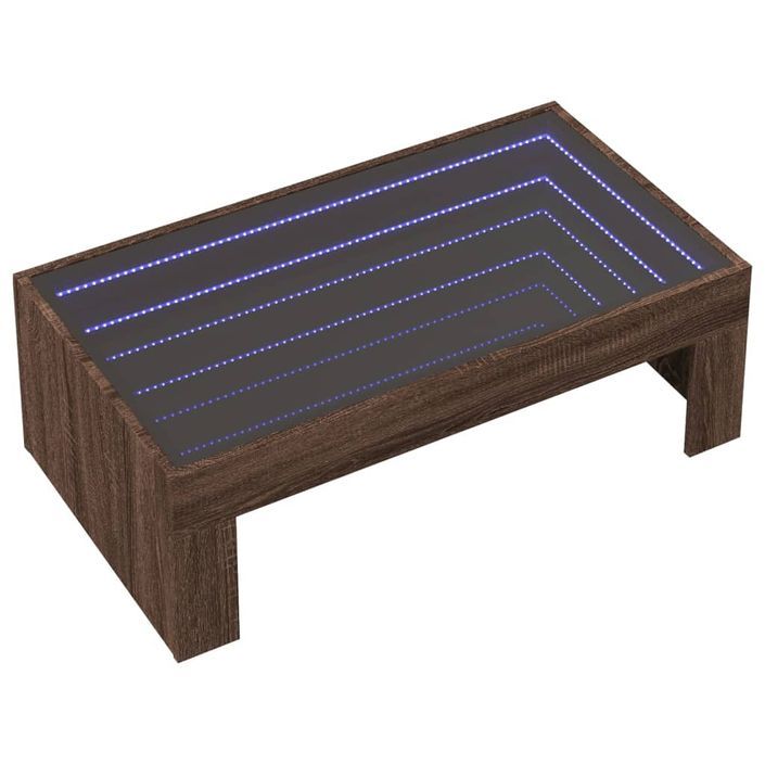 Table basse avec LED infini chêne marron 90x50x30 cm - Photo n°3