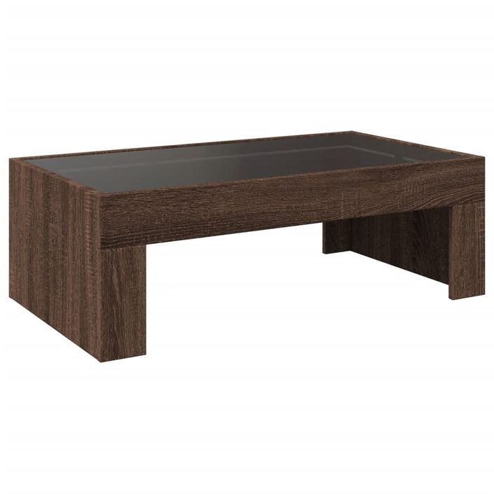 Table basse avec LED infini chêne marron 90x50x30 cm - Photo n°8