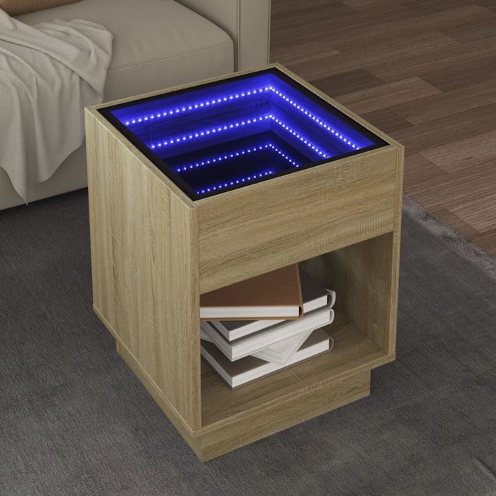 Table basse avec LED infini chêne sonoma 40x40x50 cm - Photo n°1