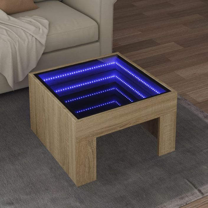 Table basse avec LED infini chêne sonoma 50x50x30 cm - Photo n°1