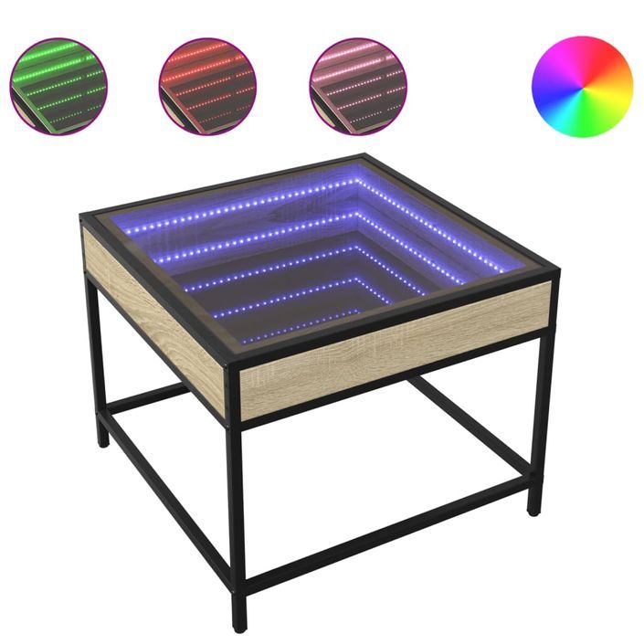 Table basse avec LED infini chêne sonoma 50x50x41 cm - Photo n°2