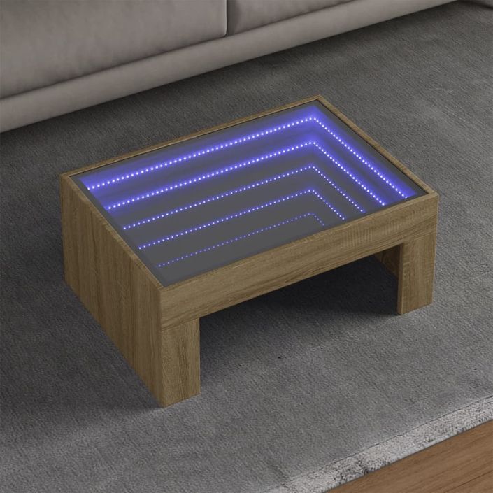 Table basse avec LED infini chêne sonoma 70x50x30 cm - Photo n°1