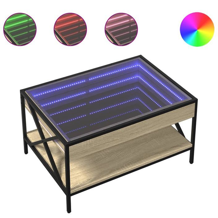 Table basse avec LED infini chêne sonoma 70x50x38 cm - Photo n°2