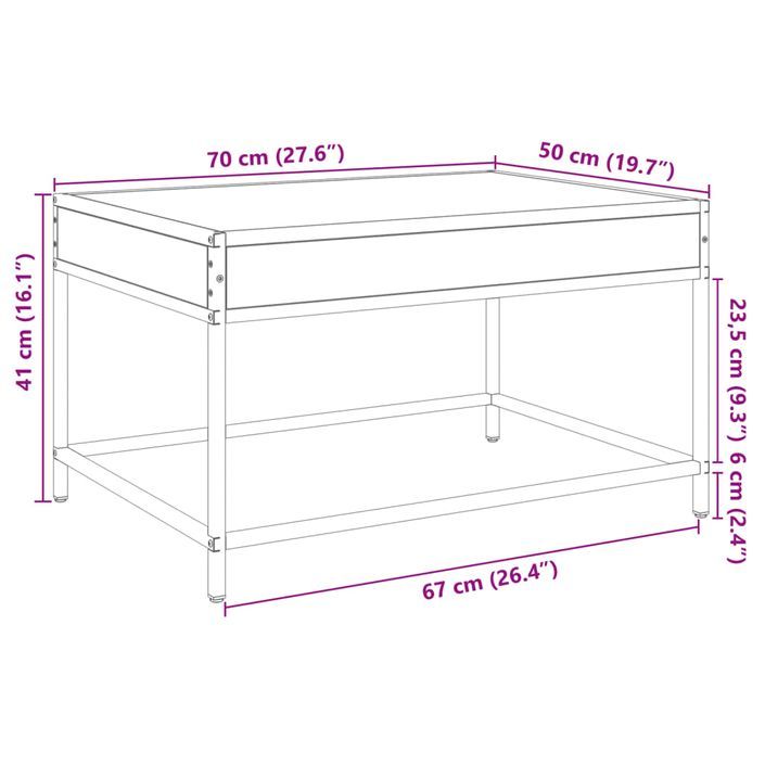 Table basse avec LED infini chêne sonoma 70x50x41 cm - Photo n°12