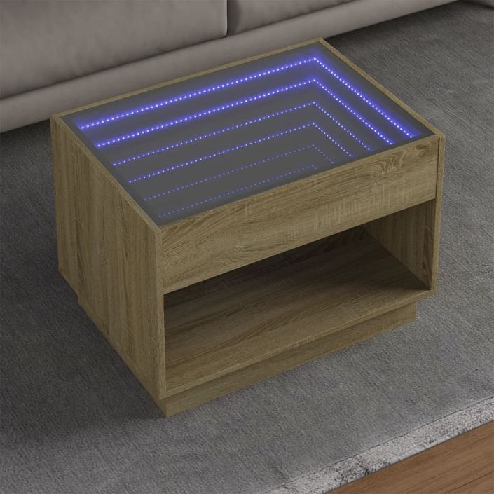 Table basse avec LED infini chêne sonoma 70x50x50 cm - Photo n°1