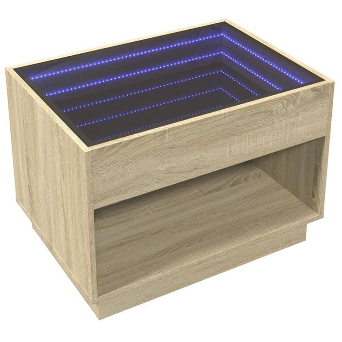 Table basse avec LED infini chêne sonoma 70x50x50 cm - Photo n°5