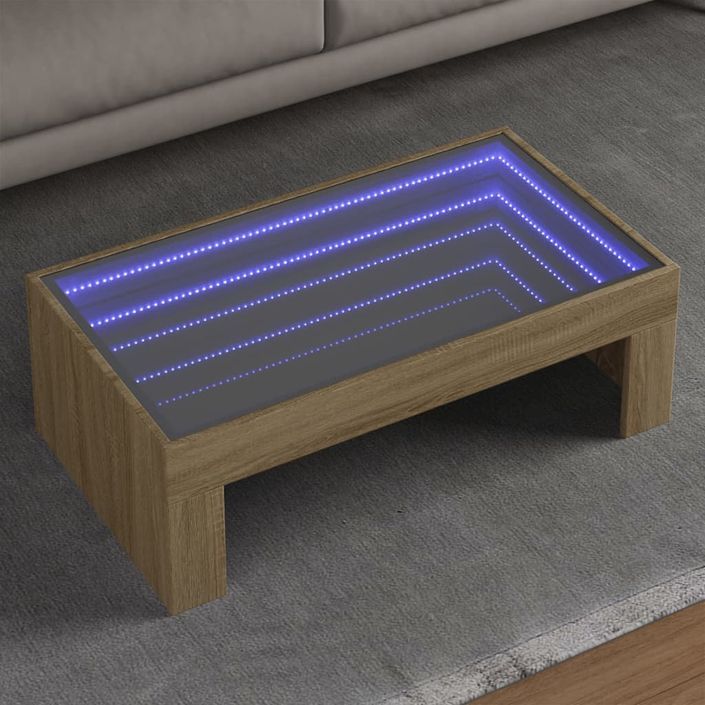 Table basse avec LED infini chêne sonoma 90x50x30 cm - Photo n°1