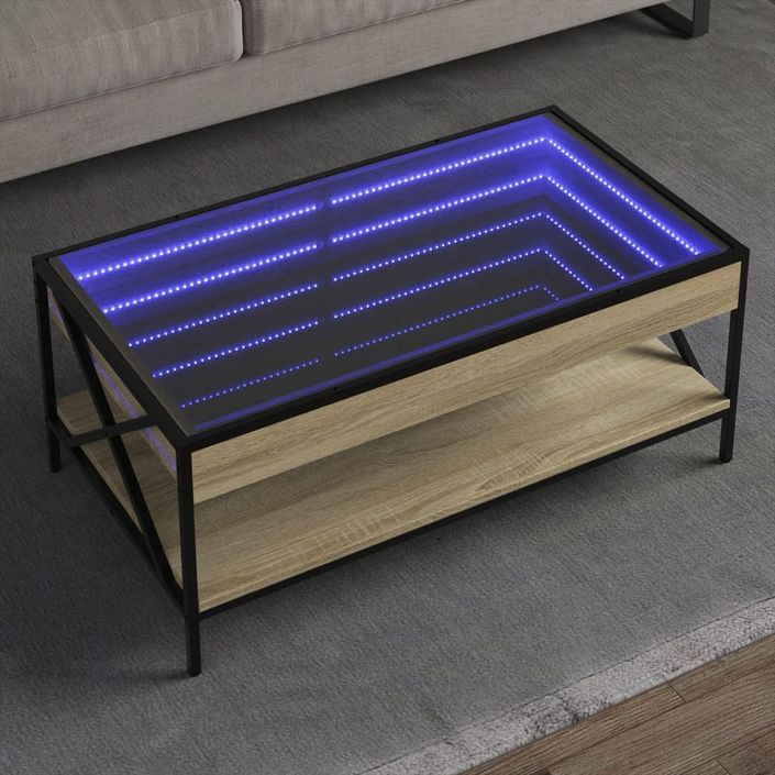 Table basse avec LED infini chêne sonoma 90x50x38 cm - Photo n°1