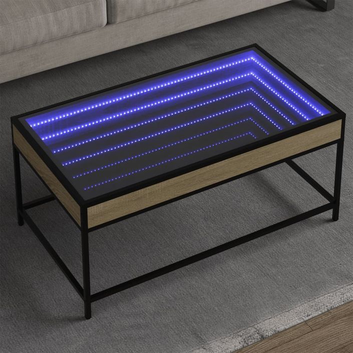 Table basse avec LED infini chêne sonoma 90x50x41 cm - Photo n°1