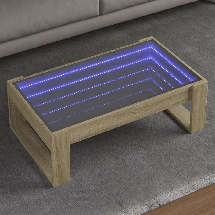 Table basse avec LED infini chêne sonoma 90x53x30 cm - Photo n°1