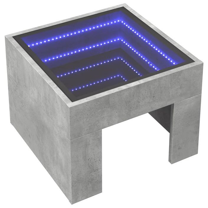 Table basse avec LED infini gris béton 40x40x30 cm - Photo n°3