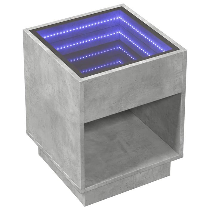 Table basse avec LED infini gris béton 40x40x50 cm - Photo n°3