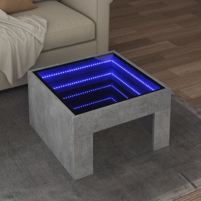 Table basse avec LED infini gris béton 50x50x30 cm - Photo n°1