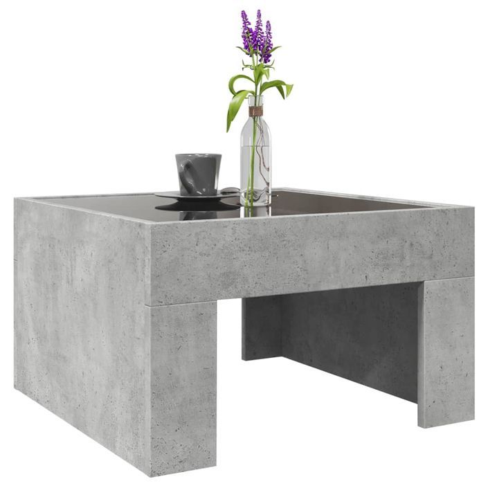 Table basse avec LED infini gris béton 50x50x30 cm - Photo n°5