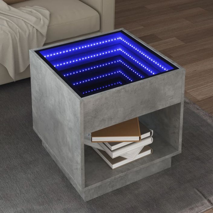 Table basse avec LED infini gris béton 50x50x50 cm - Photo n°1