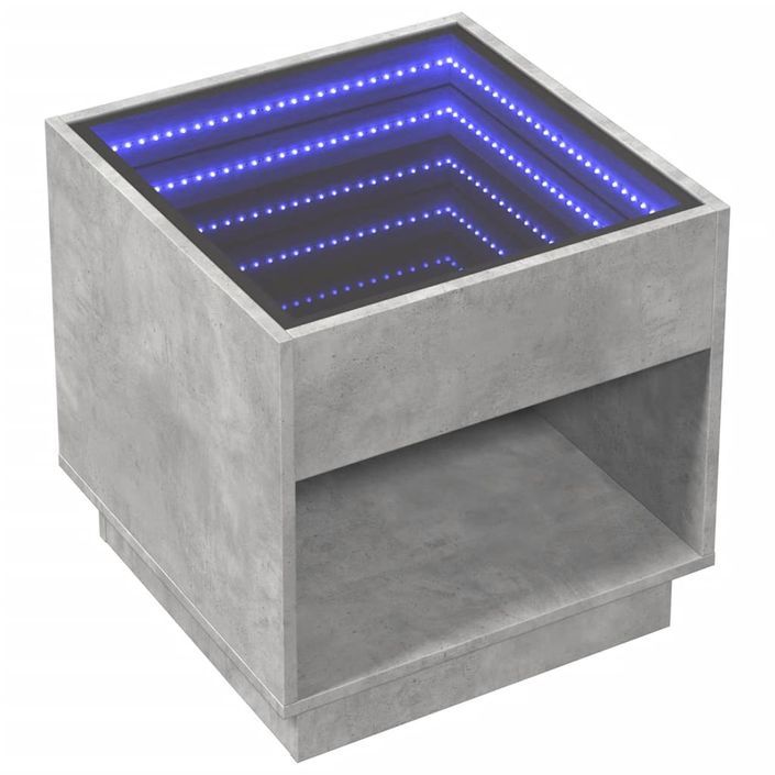 Table basse avec LED infini gris béton 50x50x50 cm - Photo n°3