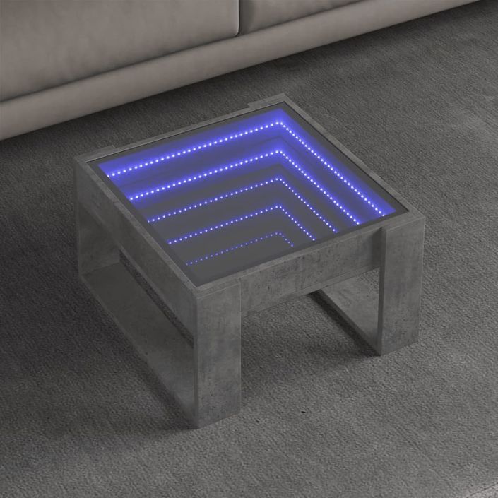 Table basse avec LED infini gris béton 50x53x30 cm - Photo n°1