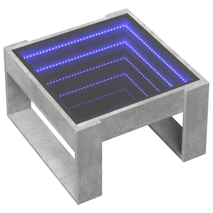 Table basse avec LED infini gris béton 50x53x30 cm - Photo n°3