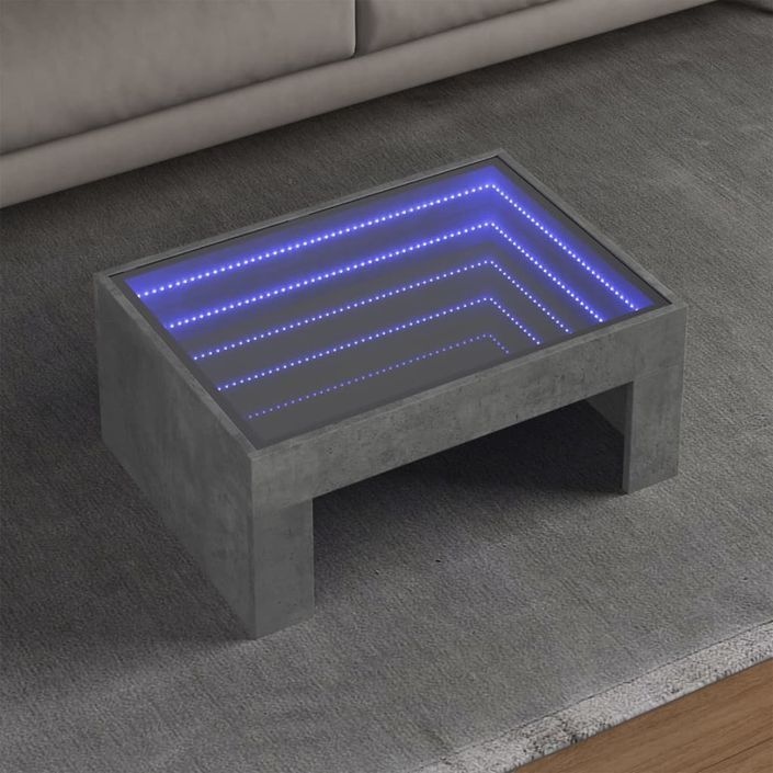 Table basse avec LED infini gris béton 70x50x30 cm - Photo n°1