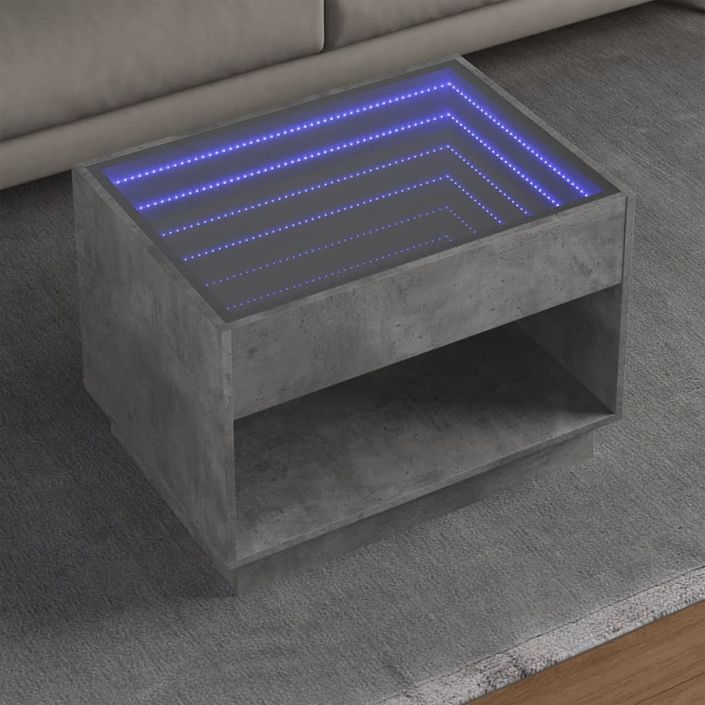 Table basse avec LED infini gris béton 70x50x50 cm - Photo n°1