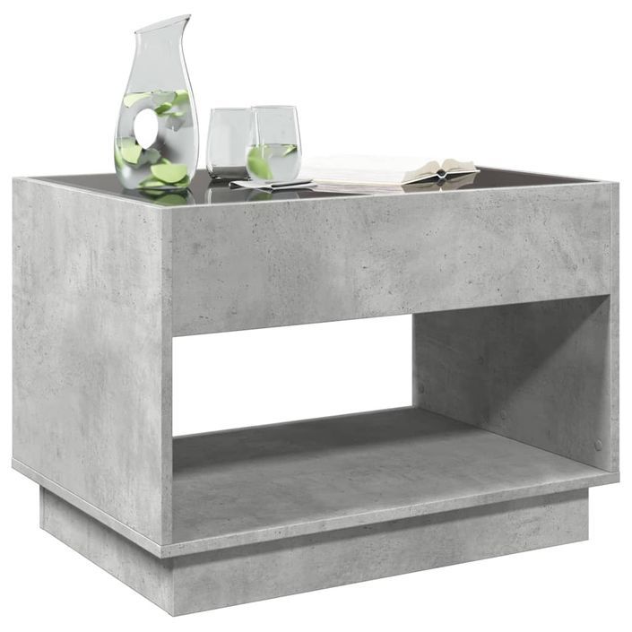 Table basse avec LED infini gris béton 70x50x50 cm - Photo n°4