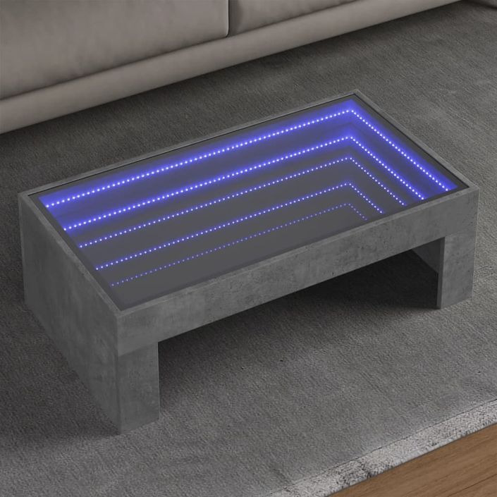 Table basse avec LED infini gris béton 90x50x30 cm - Photo n°1