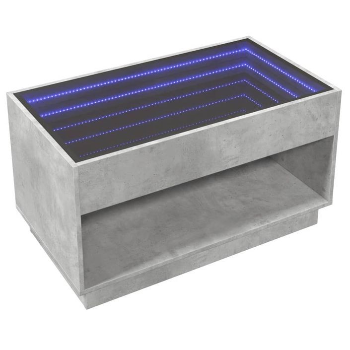 Table basse avec LED infini gris béton 90x50x50 cm - Photo n°5