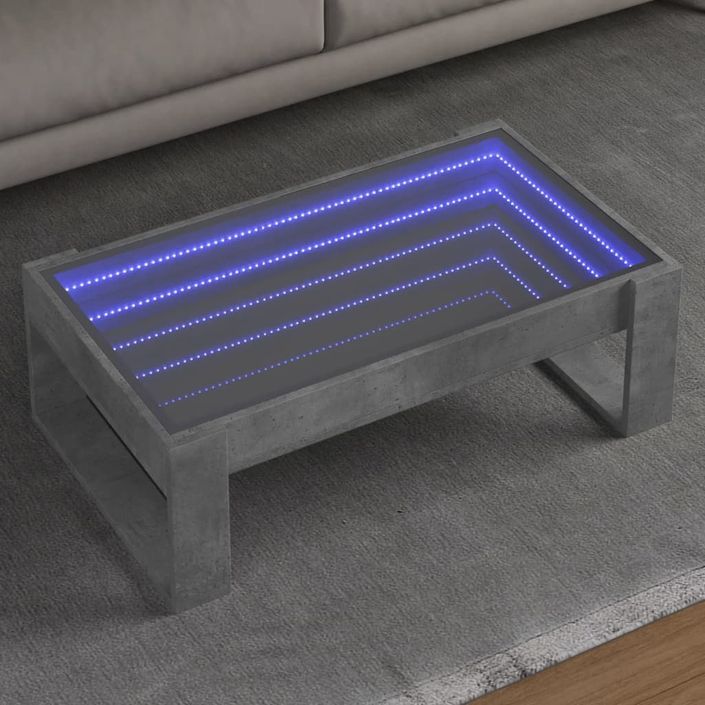 Table basse avec LED infini gris béton 90x53x30 cm - Photo n°1