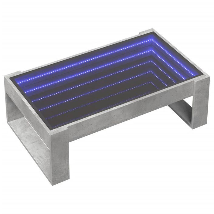 Table basse avec LED infini gris béton 90x53x30 cm - Photo n°3