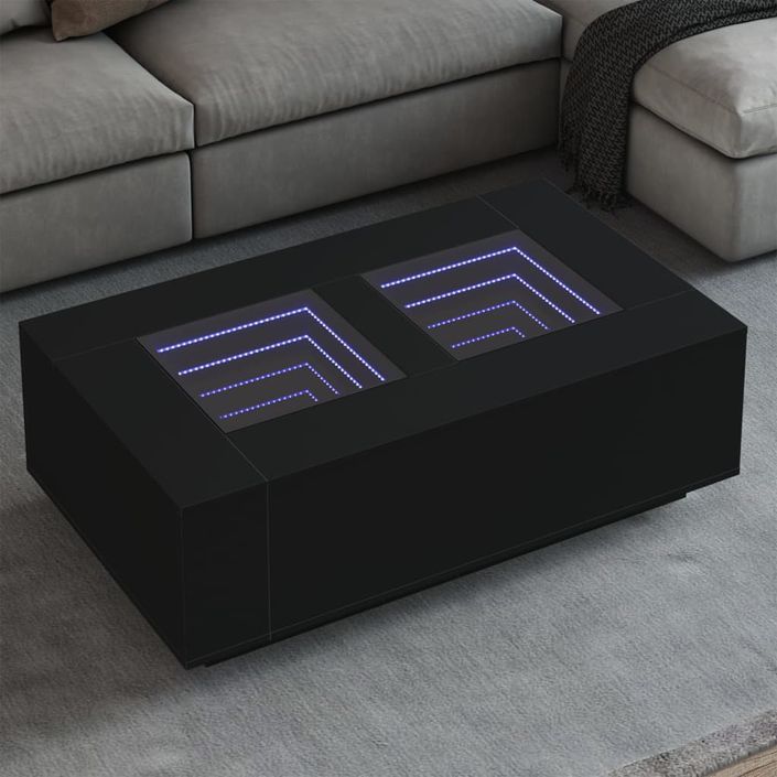 Table basse avec LED infini noir 116x69x40 cm - Photo n°1