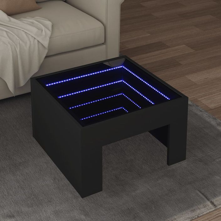 Table basse avec LED infini noir 50x50x30 cm - Photo n°1