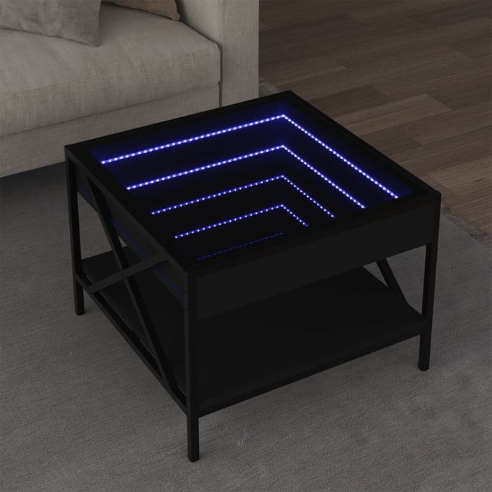 Table basse avec LED infini noir 50x50x38 cm - Photo n°1