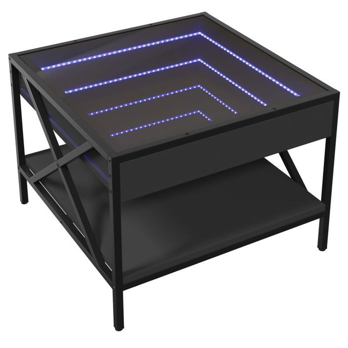 Table basse avec LED infini noir 50x50x38 cm - Photo n°3