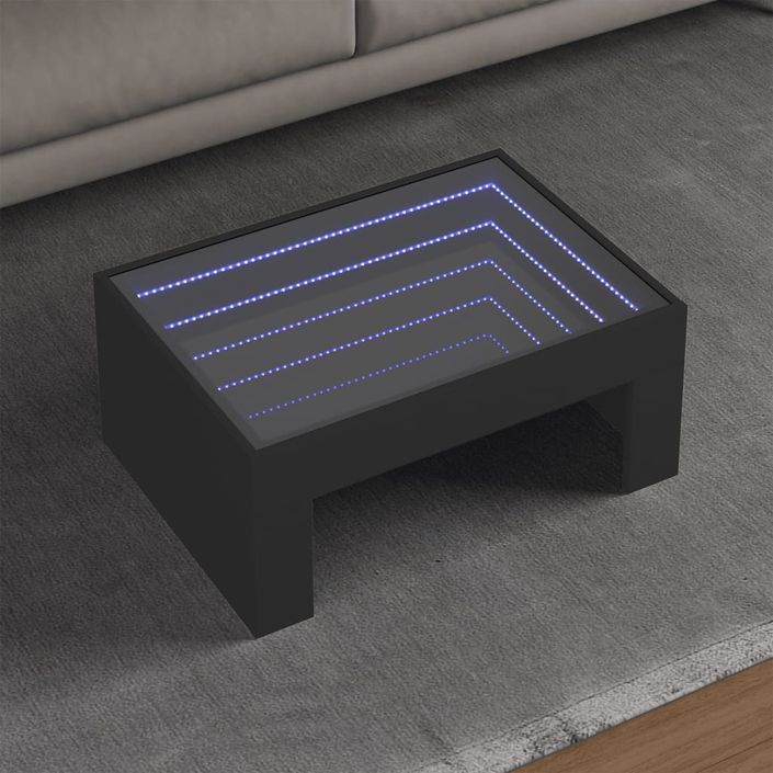 Table basse avec LED infini noir 70x50x30 cm - Photo n°1