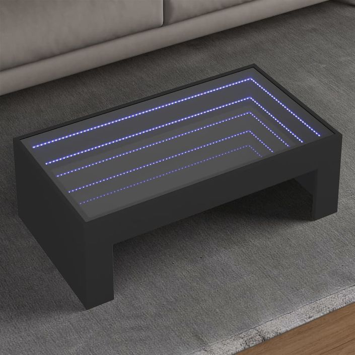 Table basse avec LED infini noir 90x50x30 cm - Photo n°1