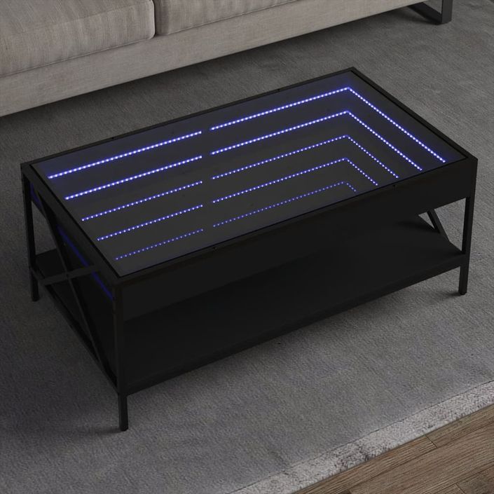 Table basse avec LED infini noir 90x50x38 cm - Photo n°1